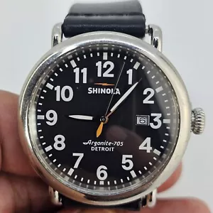 Shinola Argonite 705 Herrenuhr 41MM schwarzes Ziffernblatt Lederbänder neue Batterie - Bild 1 von 16