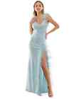 Say Yes To The Prom Juniors Blue Feather-Trim Sequined Gown Dress - 15 - Blue