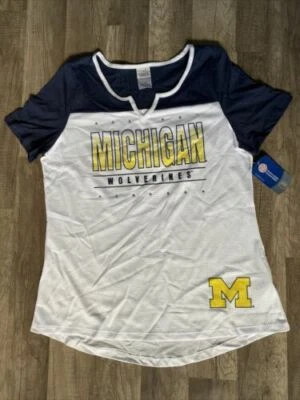 NCAA Michigan Wolverines Women's Tri-Blend Sporty Mesh Jersey T Shirt - Image 1 of 4