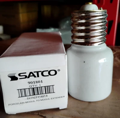 Satco 90/1801 Porcelana Mogul to Mogul Estuche Extensor de Enchufe de (50) Foto 1 de 3