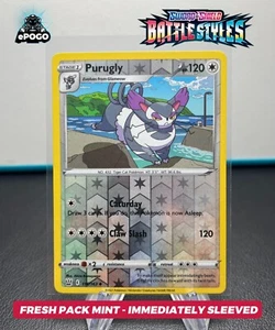 Purugly 116/163 Reverse Holo Pokemon TCG Battle Styles Card Mint SHIPPED TODAY - Picture 1 of 2
