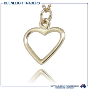 Yellow Gold HEART SILHOUETTE CHARM Guaranteed Genuine 9ct 9k Gold - Picture 1 of 11