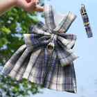 JK Dog Dress Harnesses with Leash Plaid Puppy Girl Skirt for Small Medium Dogs
