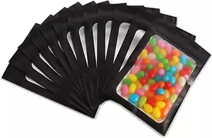 100Pcs Mini Resealable Mylar Bags with Window, Smell Proof Zip Lock Food Storage - Picture 1 of 12