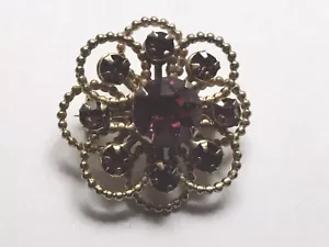estate item brooch garnet type prong set golden pin - Picture 1 of 2