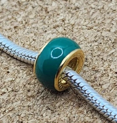 Auténtico abalorio europeo espaciador verde de plata esterlina 925 de 18K Foto 1 de 3