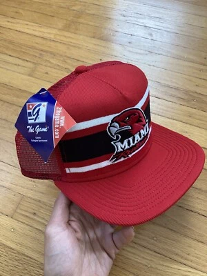 Y2K Miami University Ohio Redhawks Hat The Game Mesh Snapback lucky stripes - Image 1 of 4