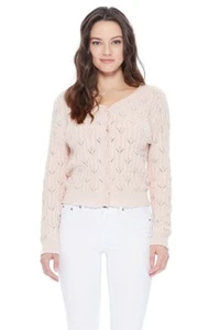 YEMAK Women's Pointelle Patterned V-Neck Scallop Hem Button-Down Cardigan MK3659 - Picture 1 of 17
