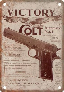 Victory Colt Automatic Pistol Vintage Ad 12" x 9" Reproduction Metal Sign O80 - Picture 1 of 1