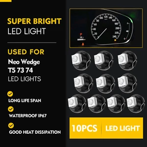 10Pcs T5 Neo Wedge 1-5050-SMD LED White Dash A/C Climate Control Light Bulbs 12V - Picture 1 of 7