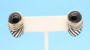 Pendientes capri David Yurman de oro amarillo de 18 quilates de plata de ley de ónix negro y diamantes - Imagen 1 de 7