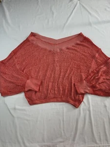 Free People Sweater Women XS Orange South Side Thermal Oversize We The Free Boho - Picture 1 of 15