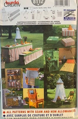 NEW BURDA SEWING PATTERN GARDEN  ACCESSORIES - ONE SIZE - TENT TABLE COVERINGS + - Image 1 of 2