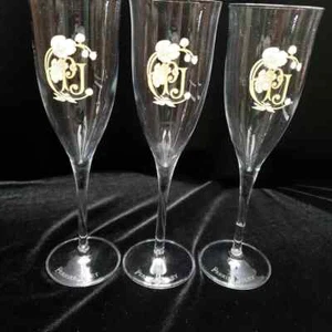3 Vintage Perrier-Jouet Champaign Flutes. Signed - Picture 1 of 4