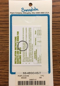Swagelok SS-4BGO-K5-T Gasket Kit for BK, BKT, 4UK, 6UK & 8UK Series Bellows Seal - Picture 1 of 4