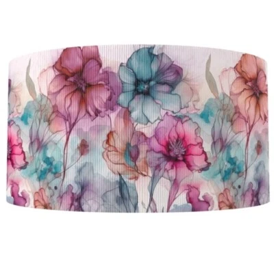 3" Watercolor flower flowers floral Grosgrain Ribbon 5 yards - Image 1 of 2