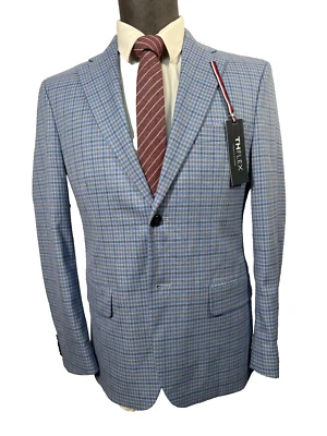 NUEVO TOMMY HILFIGER Hombres Azul TATTERSALL GRAPH CHECK Abrigo Deportivo Blazer Chaqueta 38S Foto 1 de 4