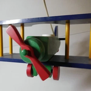 Lustre éclairage vintage BOUDET avion bois fait main design 2000 France N6681  - Imagen 1 de 12