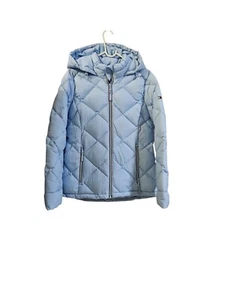 Tommy Hilfiger Women's Quilted Hooded Packable Coat Puffer Jacket M Blue - Picture 1 of 10