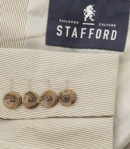 Nuevo abrigo deportivo para hombre Stafford Pincord Seersucker a rayas 100 % algodón talla 50R - Imagen 1 de 10