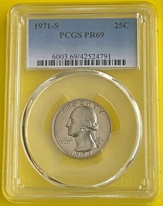 1971 S 25C Washington Quarter Proof PCGS PR69 - Picture 1 of 2