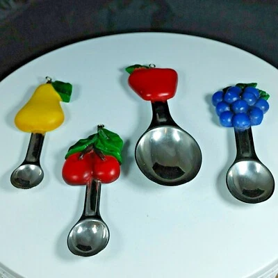Vintage Measuring Spoons Set of Four Fruit Shapes Stainless Steel - Image 1 of 4