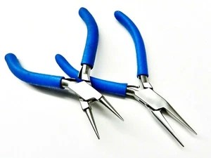 Set of 2 Pliers Jewelry Making Chain Nose & Flat Nose Smooth Jaws 5-1/8" - Picture 1 of 10