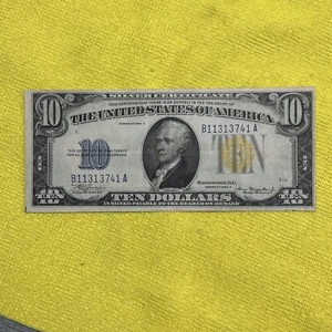 1934 A U.S. $10 North Africa Silver Certificate Note Yellow Seal B11313741A 🔥🔥 - Picture 1 of 14