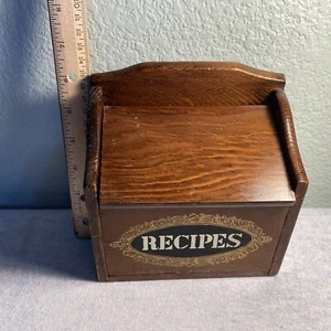 VTG Wood Recipe Box 70s Table Wall Mount Cottage Kitchen Farmhouse Decor - Picture 1 of 8