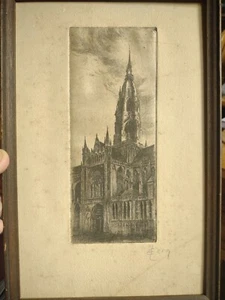 Antike Trockenpunktradierung Notre Dame Kathedrale von? - Bild 1 von 5