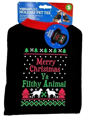 Camisa para animais de estimação "Feliz Natal Ya animal imundo" cachorro gato tamanho pequeno - Imagem 1 de 4