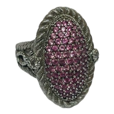 Anillo Judith Ripka Plata de Ley 925 Zafiro Rosa Circonita Talla 8 Foto 1 de 4