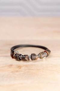 Raw Natural Black Amber bracelet for men, Universal size, Made in Lithuania - Picture 1 of 2
