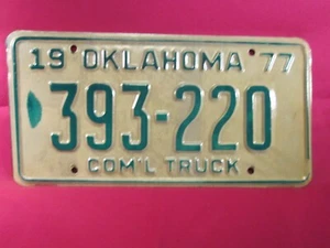 Placa de licencia Com'l Truck Tag 1977 Oklahoma 393 220 sin emitir [N17] - Imagen 1 de 1