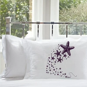 Purple Shooting Star fish Starfish Pillow Cover Cotton Queen Size Pillowcase - Picture 1 of 1