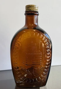 BOTELLA JARABE CABINA TRONCO Vidrio Ámbar Marrón DE COLECCIÓN 1776 Estilo 8.25" Alto - Imagen 1 de 7