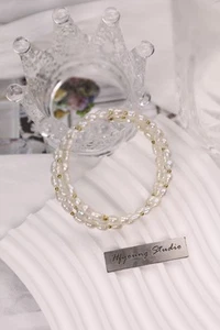 White Freshwater Pearls Pearl Beaded Wrap Memory Wire Bracelet - Picture 1 of 5