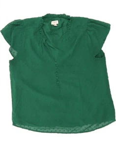 J. CREW Womens Blouse Top UK 14 Medium Green Spotted Polyester DE77 - Picture 1 of 3