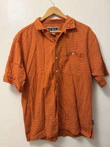 VINTAGE OP Ocean Pacific Button Up Hemd Herren Large orange kariert Kurzarm Y2K - Bild 1 von 9