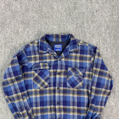 Рубашка Pendleton Board мужская большая синяя клетчатая шерстяная с подкладкой на пуговицах спереди с длинным рукавом - Изображение 1 из 4