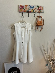 Maje Rimelli Baumwolle Skater Style Mini Button Down Kleid Ärmellos Gr.2 - Bild 1 von 11