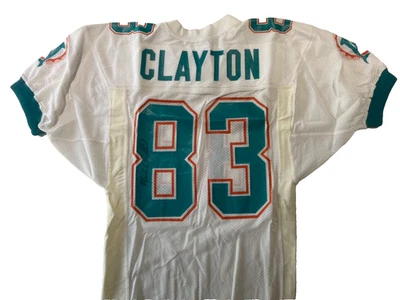 20 世纪 80 年代末马克·克莱顿迈阿密海豚队比赛使用并签名主场球衣-LOA — 第 1/4 张图片