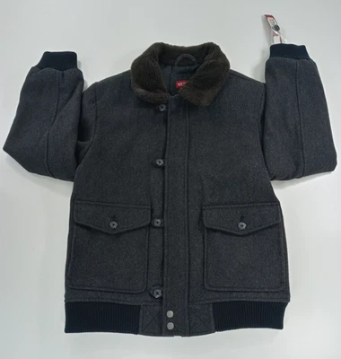 Merona Wool Blend Men's Bomber Jacket Insulated Zip Up Black Charcoal Size M - Image 1 of 4