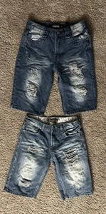 Boys Jean Shorts Set Size 12 Ripped Jeans Distressed Jean Shorts - Picture 1 of 5