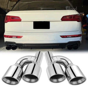 For Audi Q5 2010-2019 Offset 2.5" In Quad 4" Out Dual Wall Exhaust Tip Pipe Tail - Picture 1 of 19
