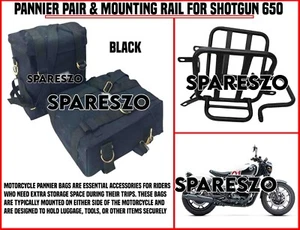 PANNIER PAIR & MOUNTING RAIL BLACK FIT for Royal Enfield SHOTGUN 650 - Picture 1 of 22