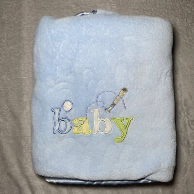 Carters Baby Blanket Baseball Applique Satin Trim Plush Soft Lovey 30"x40" - Image 1 of 4