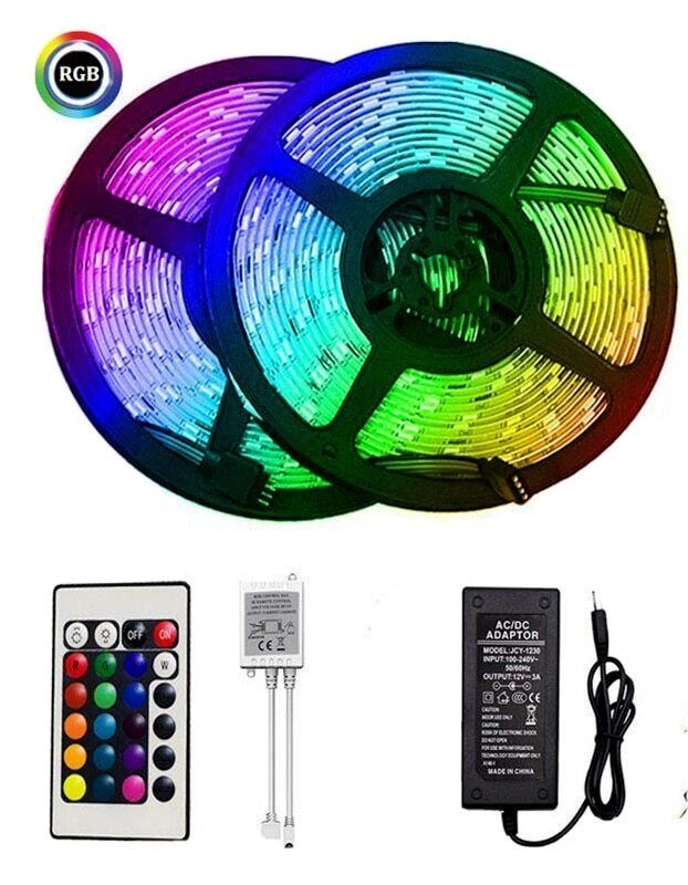 Striscia LED RGB 5050 5M Impermeabile IP65 Telecomando 20 Colori Interno Esterno - Immagine 1 di 4
