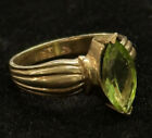 10k Gelbgold Marquise/Navette Schnitt, grün Peridot Edelstein Ring Größe 6,5 US NR