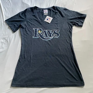 Tampa Bay Rays Shirt Women's Sz XL V-Neck Tee Short Sleeve Blue Baseball NEW - Picture 1 of 8